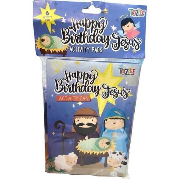 Brand New Tozzee Happy Birthday Jesus Activity Pack Pads - 6 Ct - Picture 1 of 1